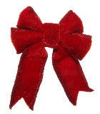 Red Velvet Clip On Bow Ornament - SMALL
