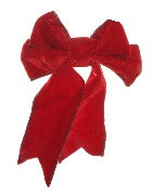 Red Velvet Clip On Bow Ornament - LARGE
