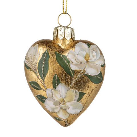 Shiny Magnolia Heart Ornament
