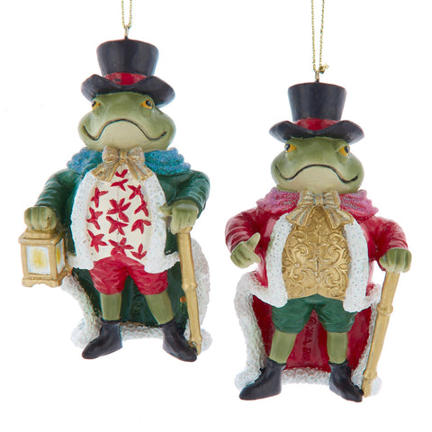 Assorted Frog In Top Hat Ornament, INDIVIDUALLY SOLD
