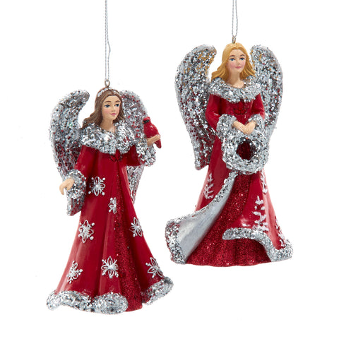 Assorted Red And Silver Angel Ornament, INDIVIDUALLY SOLD
