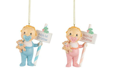 Assorted Baby Holding Teddy Bear Ornament, INDIVIDUALLY SOLD