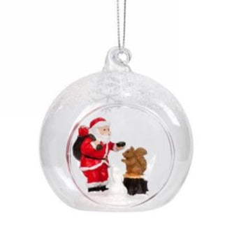 Santa With Squirrel Diorama Ball