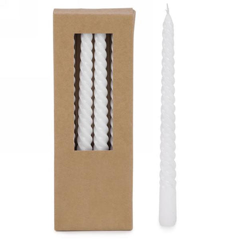 Set Of 4  Twisted Taper Candles: White