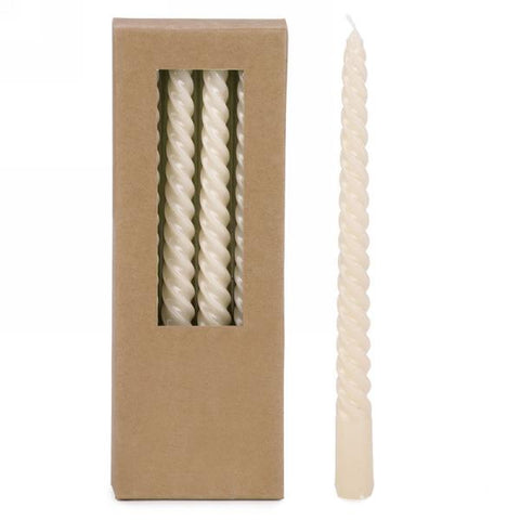 Set Of 4  Twisted Taper Candles: Ivory