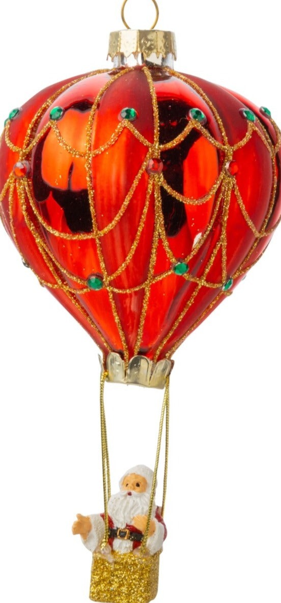 Santa In Hot Air Balloon Ornament Tinseltown Christmas Emporium