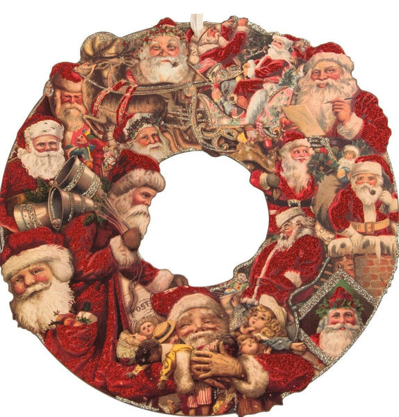 16" Santa Wooden Cutout Wreath