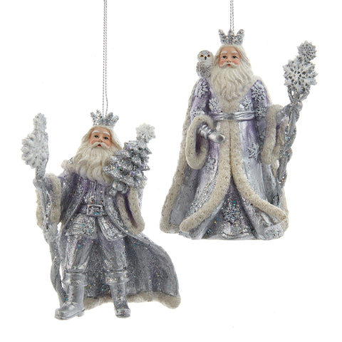 Assorted Purple Santa With Staff Ornament, INDIVIDUALLY SOLD