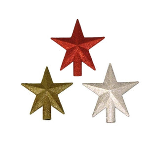 Assorted 4" 5 Point Mini Glitter Non Lit Star Tree Topper, INDIVIDUALLY SOLD
