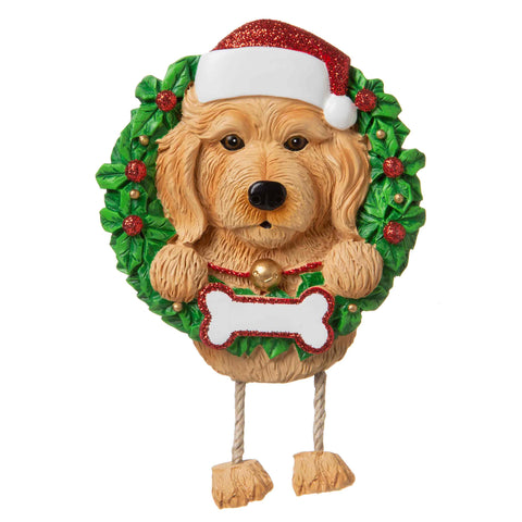 Dog In Wreath: Brown Labradoodle