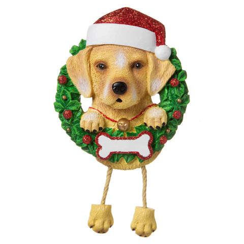 Dog In Wreath: Yellow Labrador Retriever