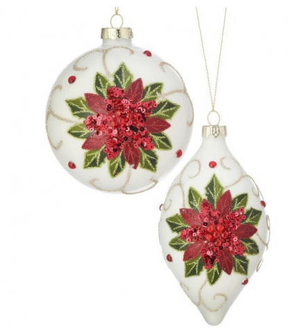 Assorted Poinsettia Ball, INDIVIDUALLY SOLD