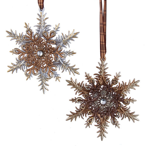 Assorted Rustic Snowflake Ornament, INDIVIDUALLY SOLD