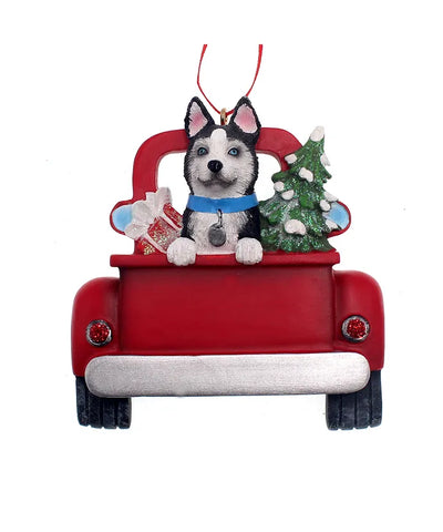 Dog In Truck: Siberian Husky