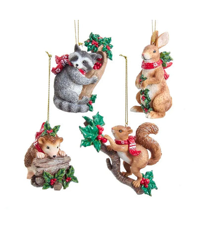Assorted Woodland Animal Wearing Scarf Ornament, INDIVIDUALLY SOLD