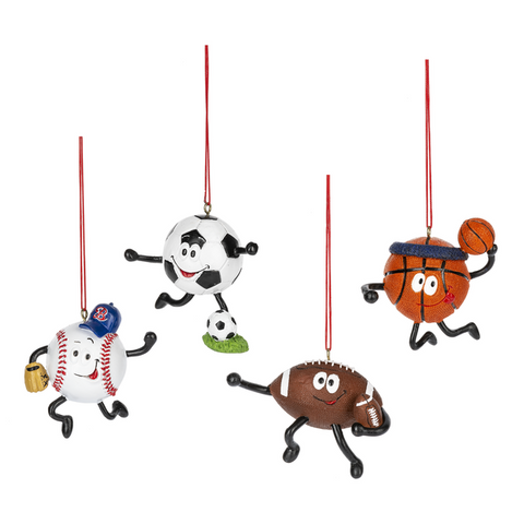 Assorted Sport Ball With Legs Ornament, INDIVIDUALLY SOLD