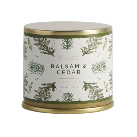 ILLUME  Candle Large Tin: Balsam And Cedar