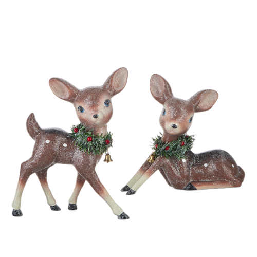 Assorted Vintage Deer With Wreath Figurine, INDIVIDUALLY SOLD