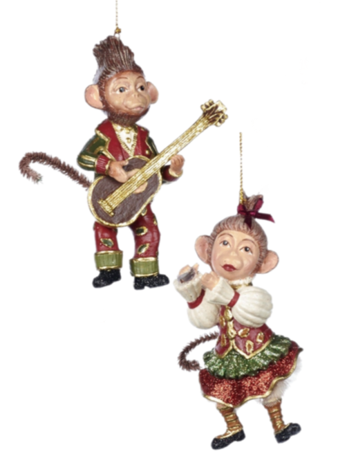 Assorted Musical Monkey Ornament, INDIVIDUALLY SOLD
