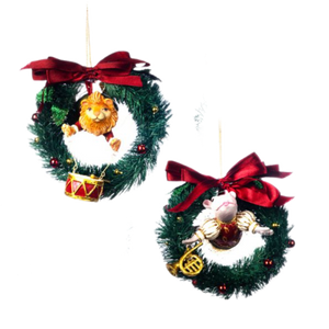 Assorted Zoo Animal In Wreath Ornament, INDIVIDUALLY SOLD