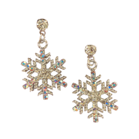 Iridescent Snowflake Dangle Earrings