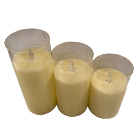 Assorted Wide Pillar Flameless Candle: Yellow, INDIVIDUALLY SOLD
