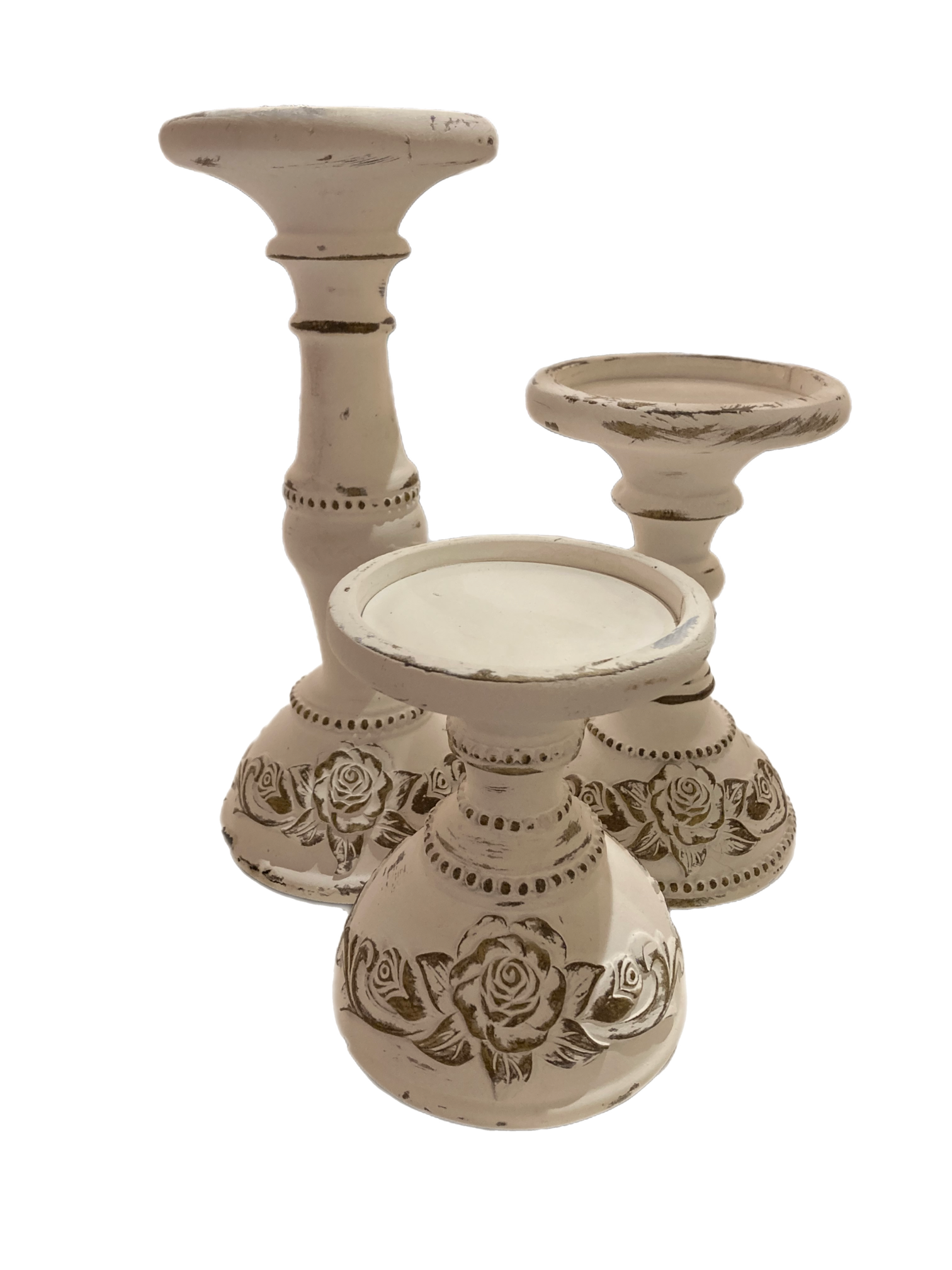 Assorted White Rose Pillar Candle Holder, INDIVIDUALLY SOLD