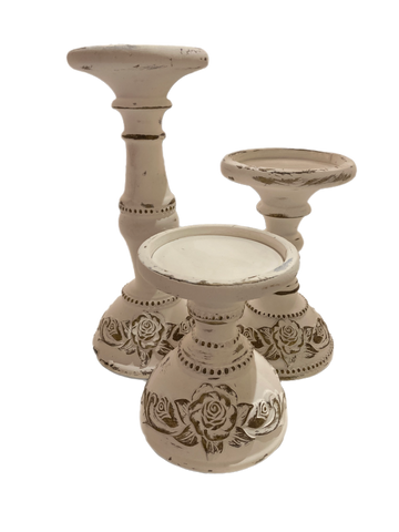 Assorted White Rose Pillar Candle Holder, INDIVIDUALLY SOLD