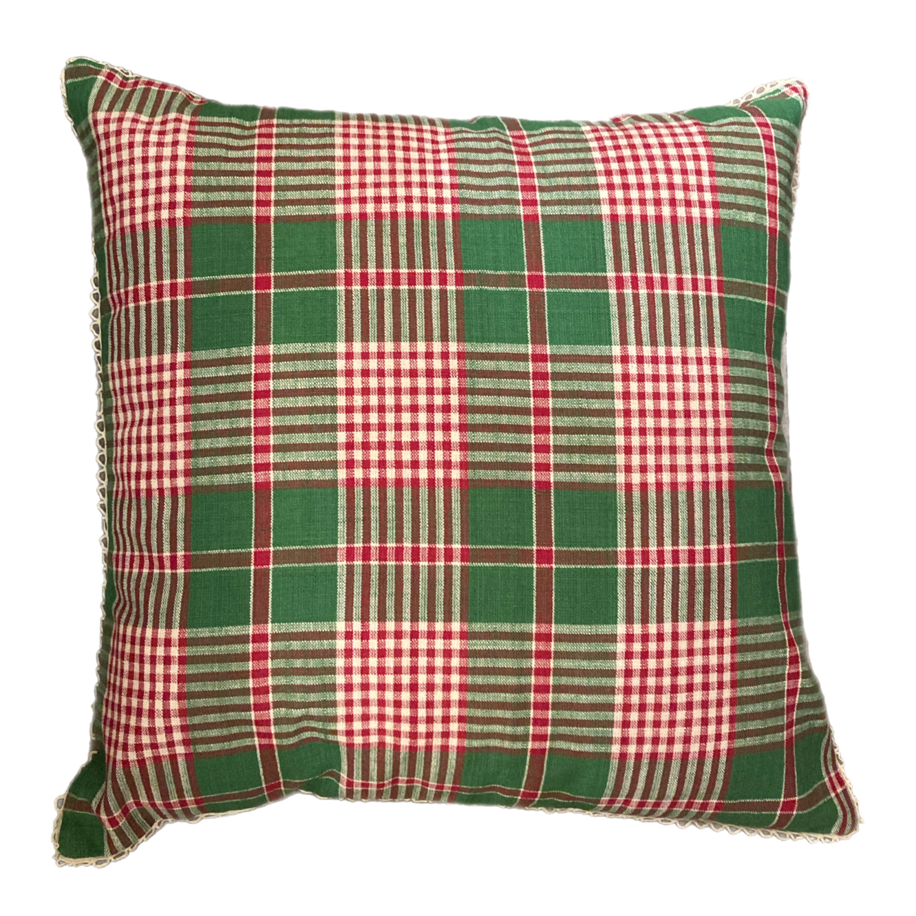 April Cornell Holly Plaid Pillow, Green