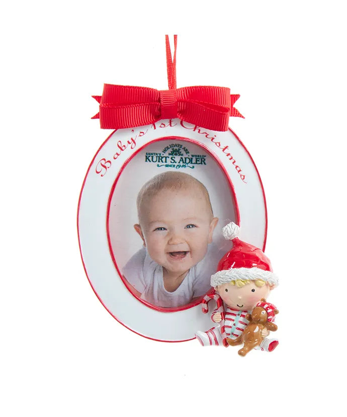 Baby's 1st Christmas Picture Frame Boy Ornament