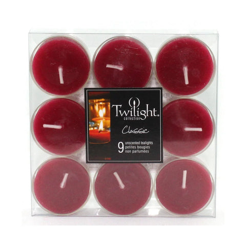 Set Of 9 Tealight Candles: Bordeaux