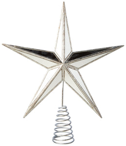 12" 5 Point Non Lit Silver Mirrored Star Tree Topper