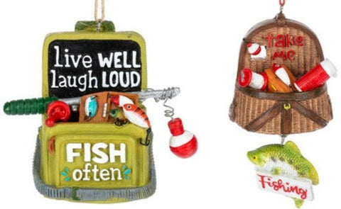 Assorted Fishing Bag Ornament, INDIVIDUALLY SOLD