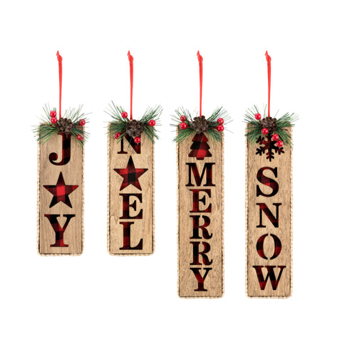 Assorted Wood Sign Ornament, INDIVIDUALLY SOLD