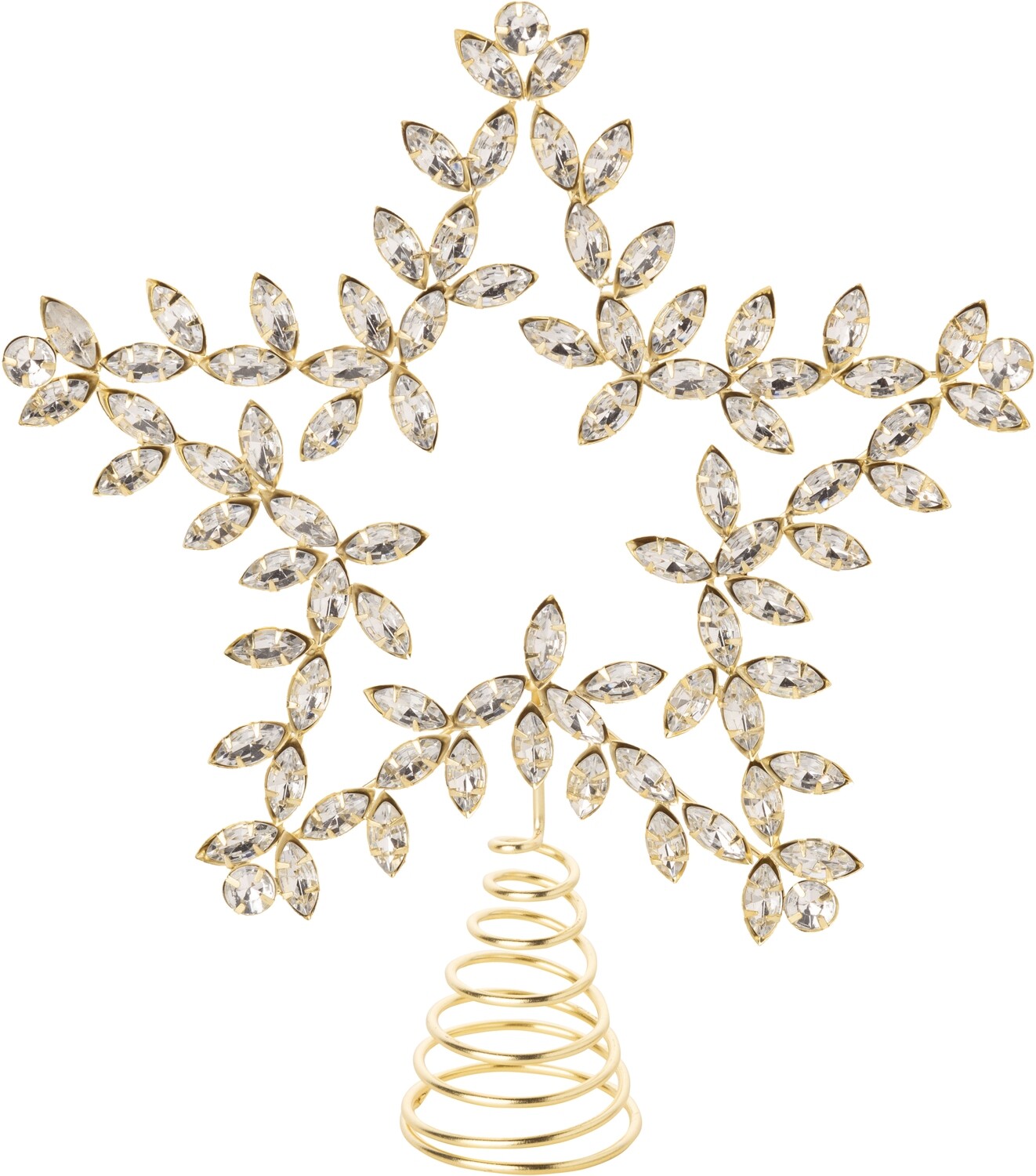 11.5" 5 Point Non Lit Gold Jeweled Star Tree Topper