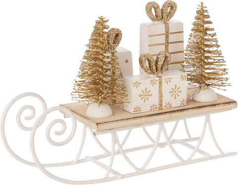 4.25" Gold Sleigh With Gifts Figurine