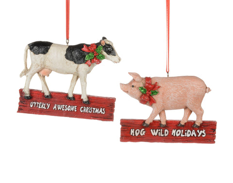 Assorted Cow And Pig Ornament, INDIVIDUALLY SOLD