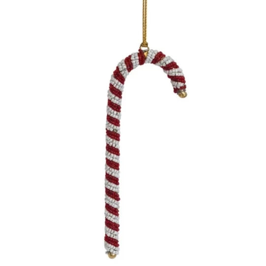 Beaded Red And White Candy Cane Ornament Tinseltown Christmas Emporium