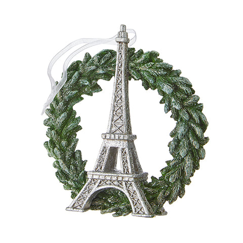 Eiffel Tower In Wreath Ornament