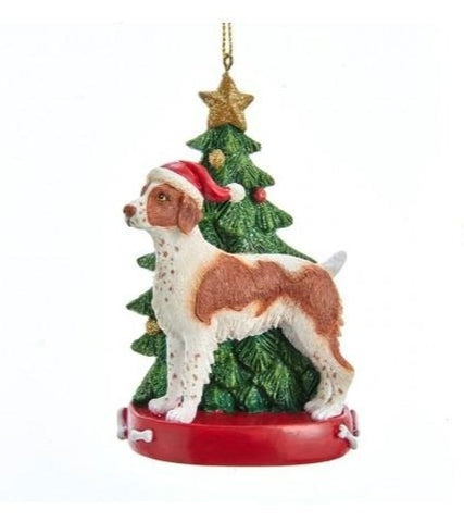 Dog & Tree Ornament: Brittany