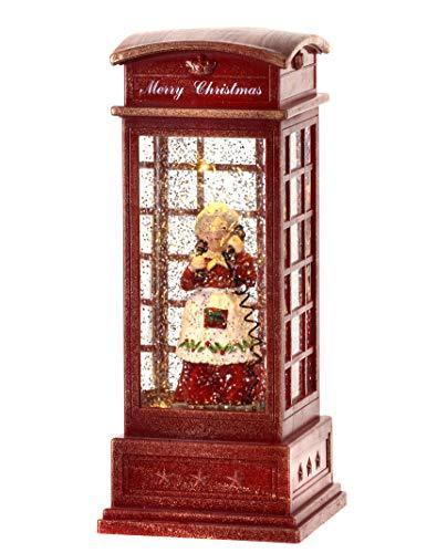 10" Mrs. Claus In Phone Booth Glitterdome