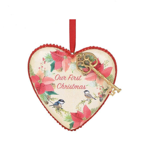 Our First Christmas Heart With Key Ornament