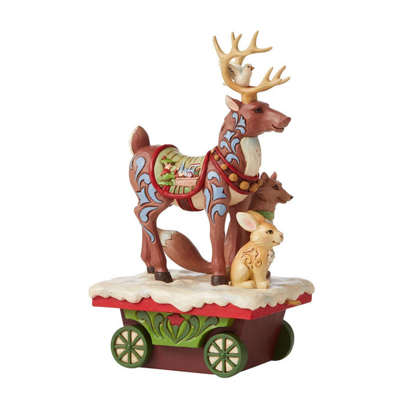 Reindeer And Animals Train Car Figurine