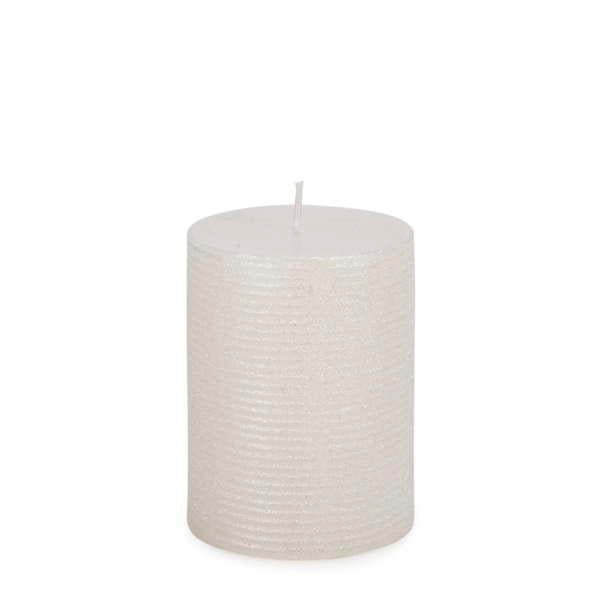 3" X 4" Glitter Pillar Candle: White Iridescent