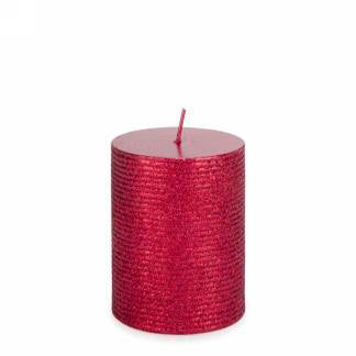 3" X 4" Glitter Pillar Candle: Red