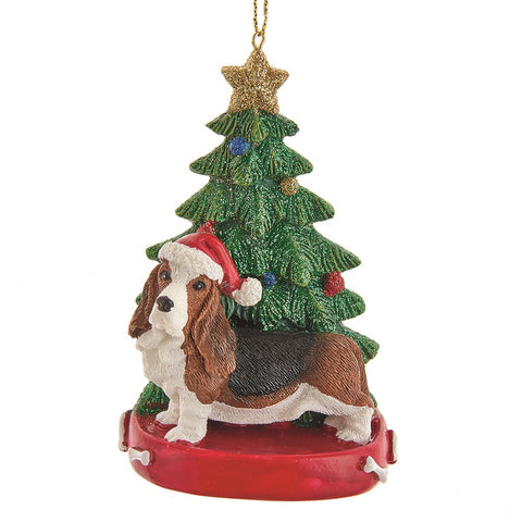 Dog & Tree Ornament: Bassett Hound