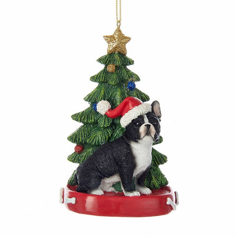 Dog & Tree Ornament: French Bulldog