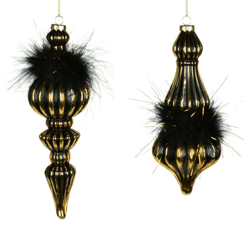 Assorted Black And Gold Finial Ornament, INDIVIDUALLY SOLD