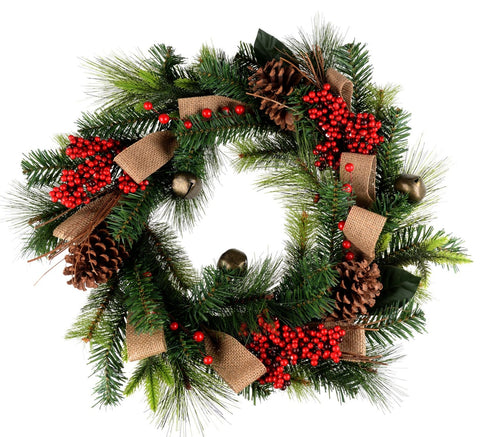 21" Pinecone And Berry Wreath