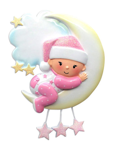 Baby's First Girl On Moon Ornament